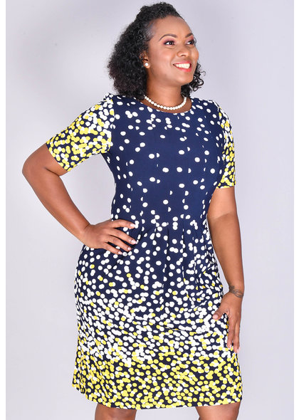 Shelby & Palmer YIDINA- Puff Print Fit & Flare Full Sleeve Dress