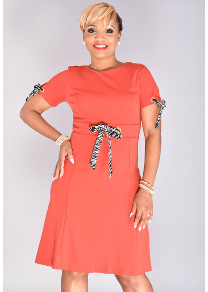 Shelby & Palmer RENIE- Fit and Flare with Animal Print Contrast Trims
