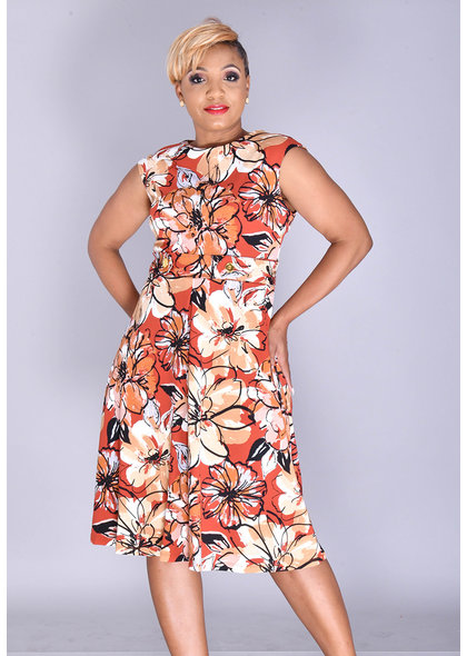Shelby & Palmer RACANIA- Printed Fit and Flare Dress