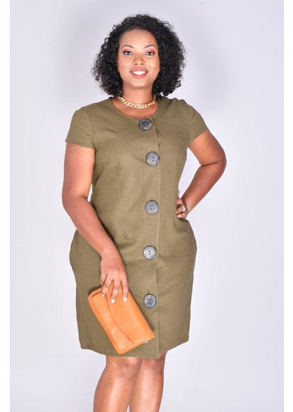 Tash + Sophie NAILA- Short Sleeve Button Down Shirt Dress