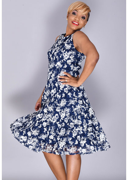 LYSTRA- Floral Lace Overlay Dress