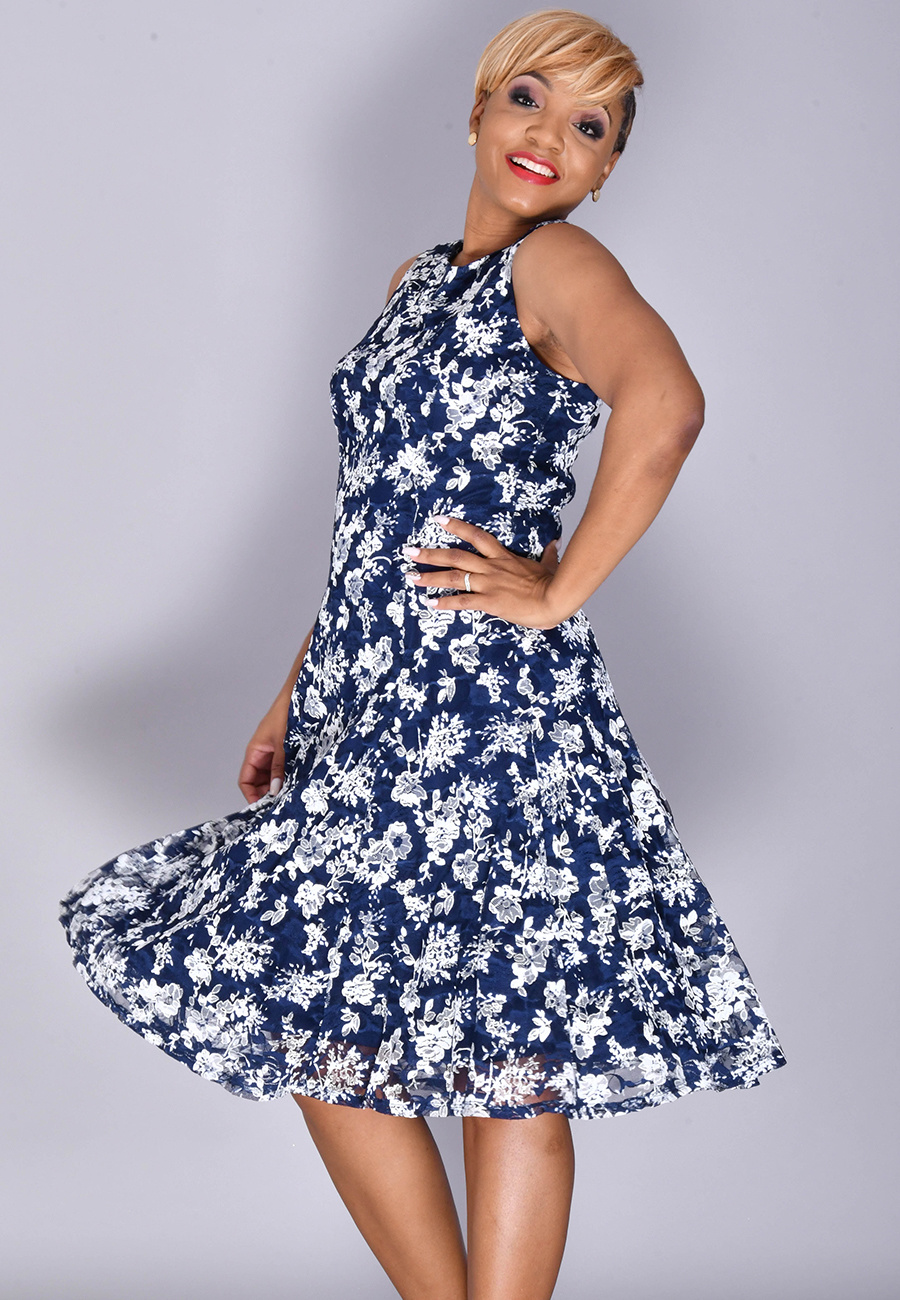 LYSTRA- Floral Lace Overlay Dress 