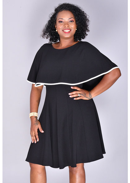 REEM- Contrast Trim Cape Dress