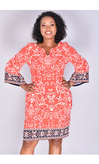 Sandra Darren YUMA-Printed Three Quarter Sleeve Dress