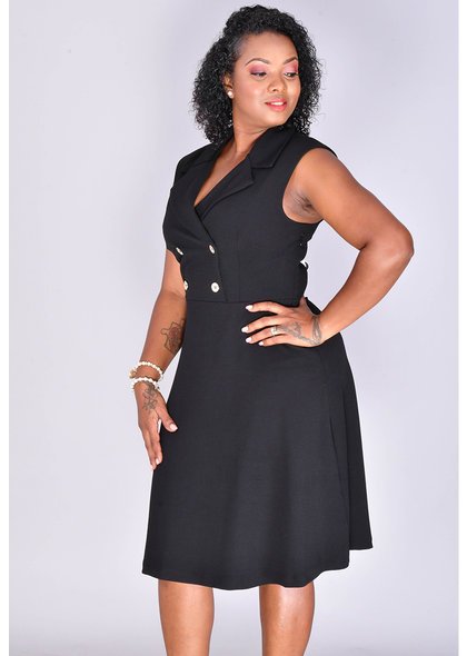 Sandra Darren YADVI- Solid Dress with 4 Buttons at Top