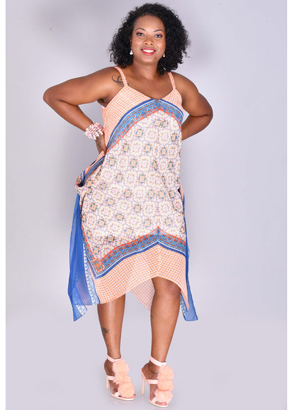 FERLA- Printed Handkerchief Dress