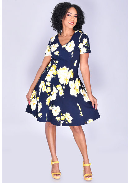 Signature BAO- Floral Print Fit&Flare Dress