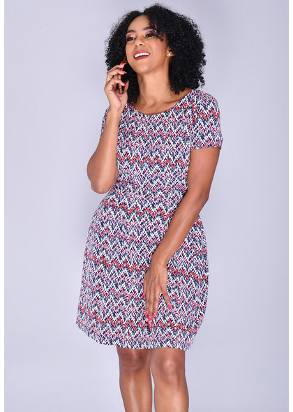 YENTA- Short Sleeve Print Dress