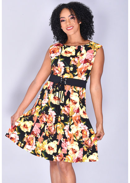 ROSHI- Floral Print Dress with Large Belt