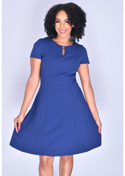 RICKIA- Short Sleeve Fit and Flare Dress