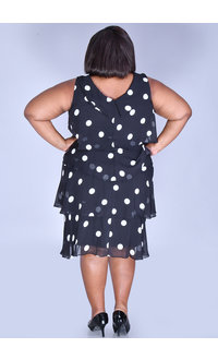 FRAYNE- Plus Size Polka Dot Flutter Dress