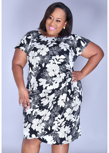 Signature INGER- Plus Size Printed Faux Wrap Dress
