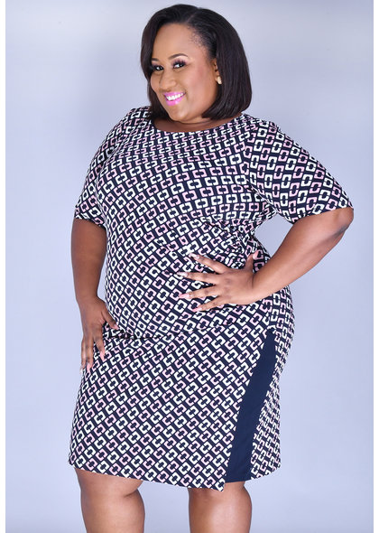 IYARA- Plus Size Puff Print Dress with Split