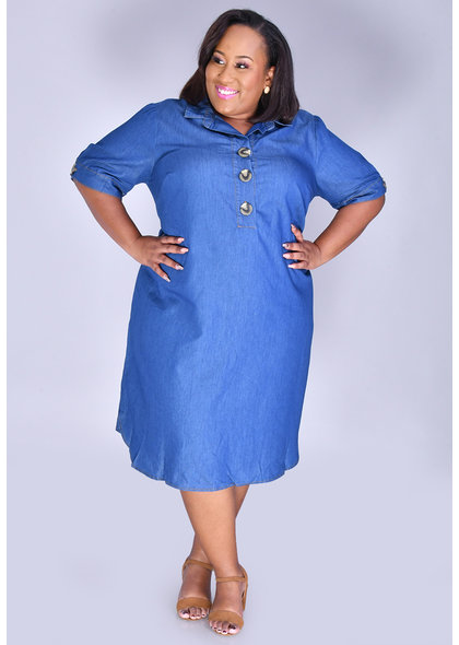 KIARA- Plus Size Jeans Shirt Dress