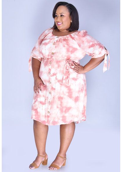 MLLE Gabrielle GRACE- Plus Size Printed Shirt Dress with Pockets