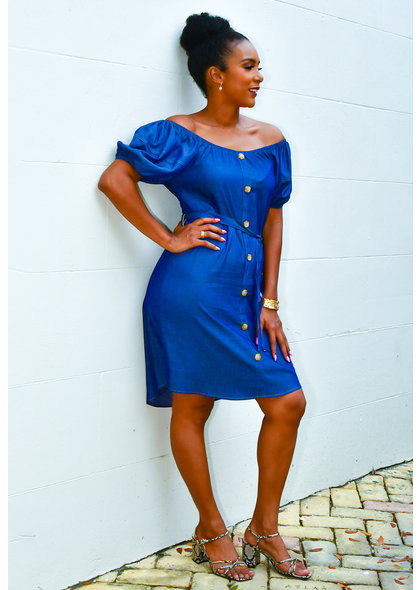 MLLE Gabrielle KARMA- Puff Sleeve Jeans Dress
