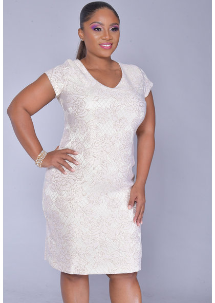 Scarlett ELLEN- Short Sleeve V-Neck Dress with Shimmer