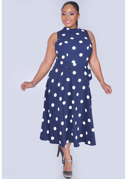 ROBBIE- Polka Dot Fit & Flare Dress