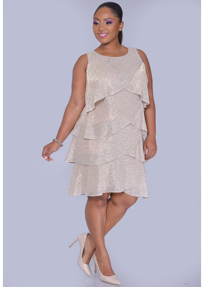 FELAN- Foil Shutter Broad Strap Dress