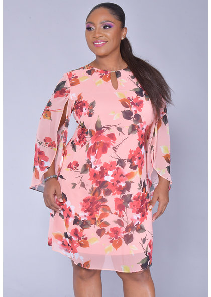 FINA- Floral Three Quarter Sleeve Dress