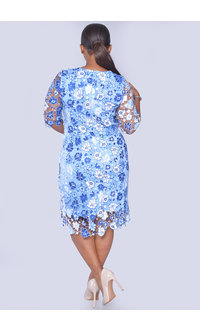 CAIA- Floral Crochet Short Sleeve Dress