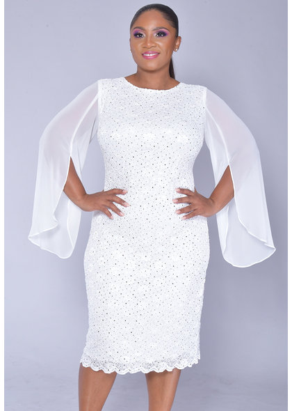 LENA- Sequins Dress with Chiffon Split Sleeves