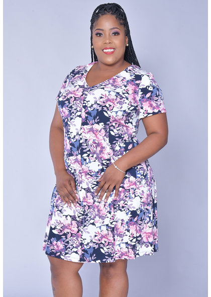 YUNA- Floral Fit & Flare Printed Dress