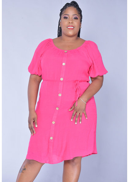 MLLE Gabrielle GANYA- Plus Size Puff Sleeve Shirt Dress