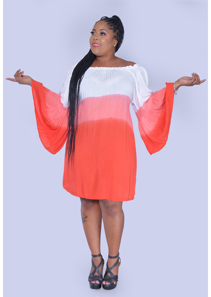 ACE Fashions KALIYAH- Plus Size Tie-dye Bell Sleeve Dress