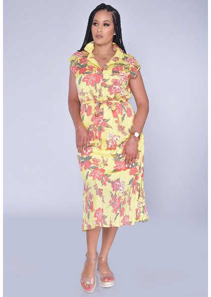 MLLE Gabrielle GIADAH-Floral Print Dresswith Top Pocket