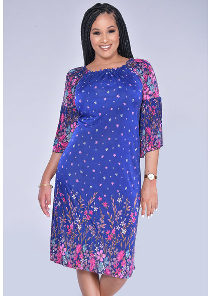 ACE Fashions INITRA- Printed Off Shoulder Dress