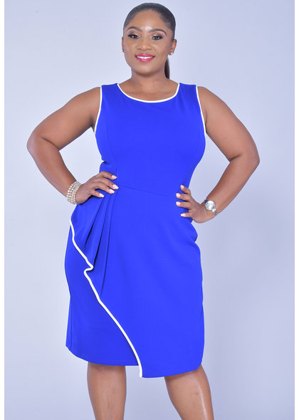 GLAMOUR RESHA-Contrast Trim Sleeveless Dress