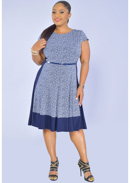 Jessica Howard IKERA- Print Dress with Solid Inlays