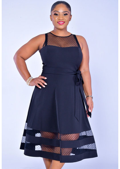 Eliza J ROYLIN- Lace illusion fit and Flare Dress
