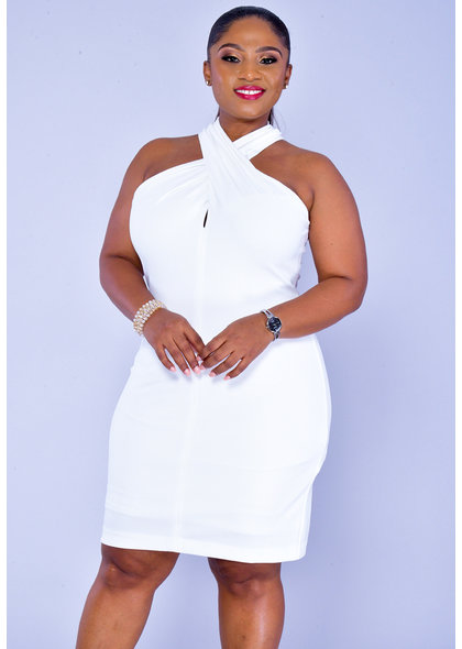 Eliza J RICKINA- Crisscross Halter Dress