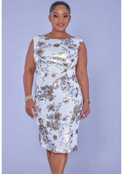GLAMOUR UTARIA-Metallic Print Floral Dress