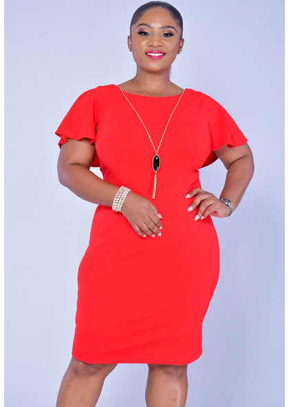GLAMOUR RAYLA-Floating Sleeve Dress with Necklace