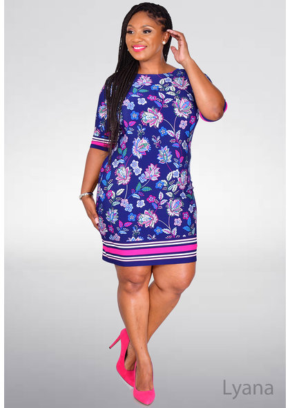 Eliza J IYANA- Printed Three Quarter Sleeve Dress