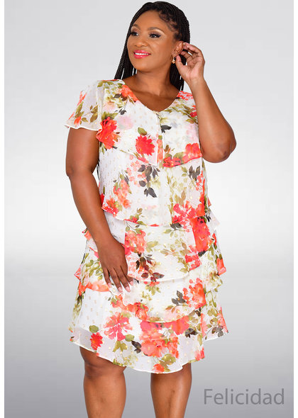 FELICIDAD- Floral Layered Dress with Broach