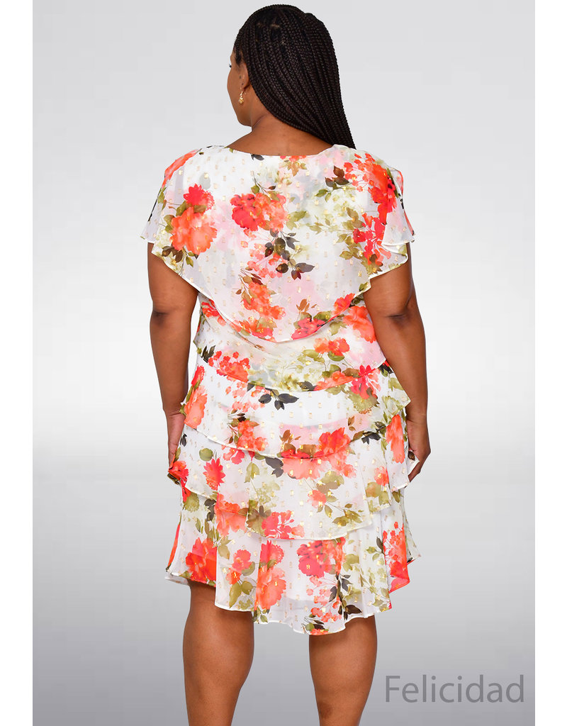 FELICIDAD- Floral Layered Dress with Broach
