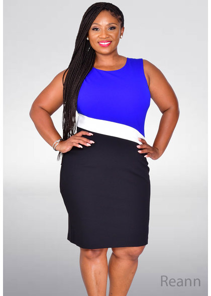 GLAMOUR REANN- Sleeveless Colour Block Dress