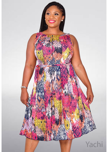 YACHI- Printed Princess Seams Dress