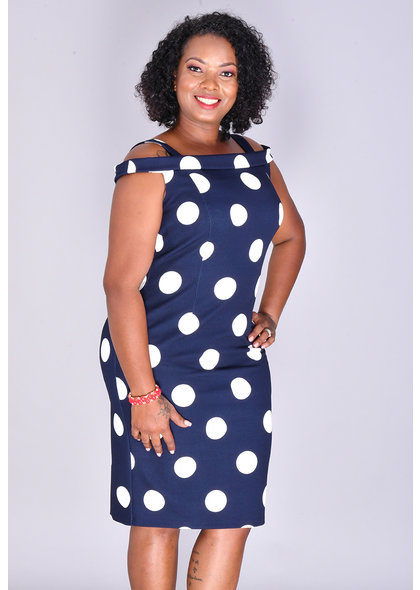 REINA- Off The Shoulder Polka Dot Dress