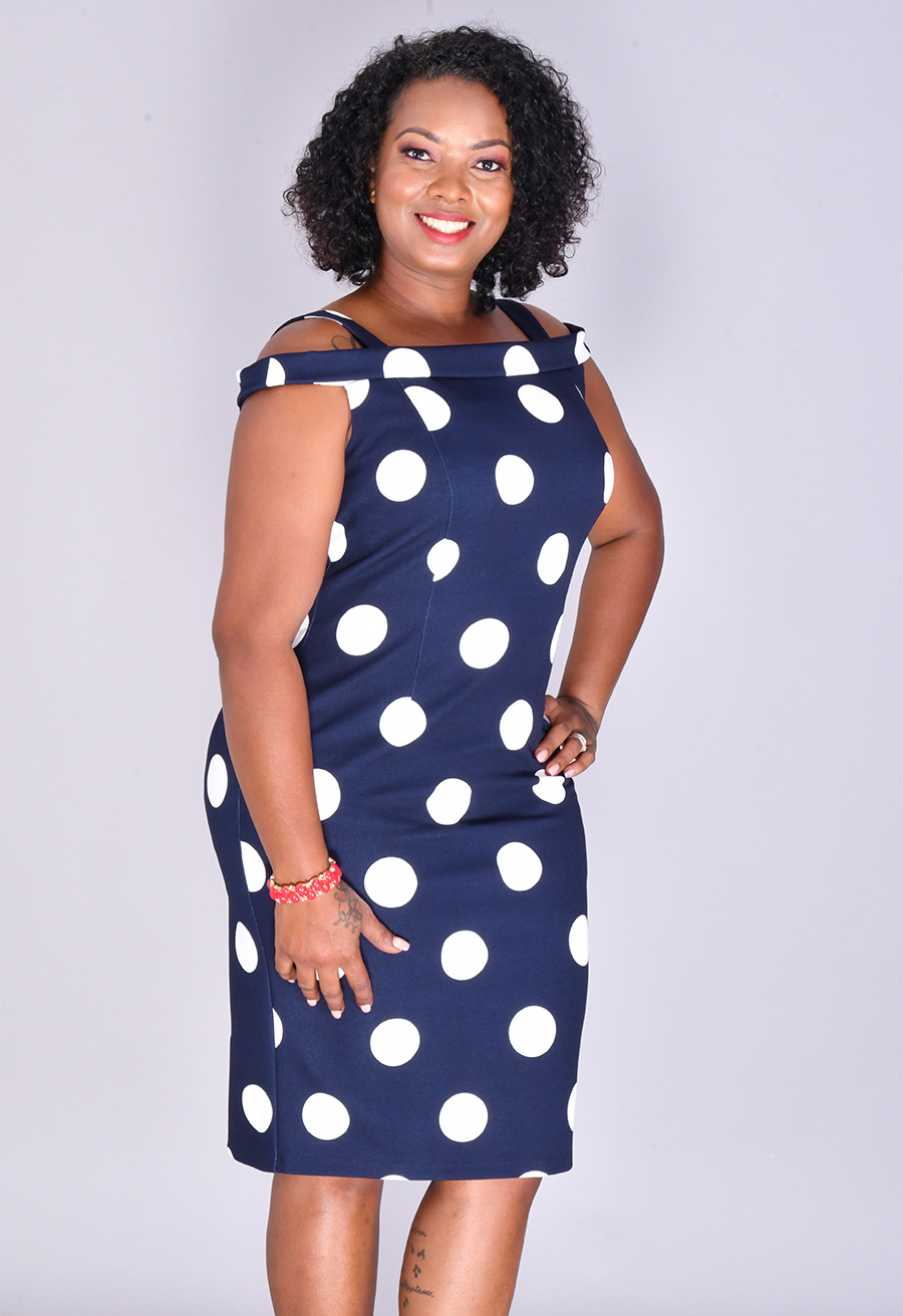 polka dot dress off the shoulder