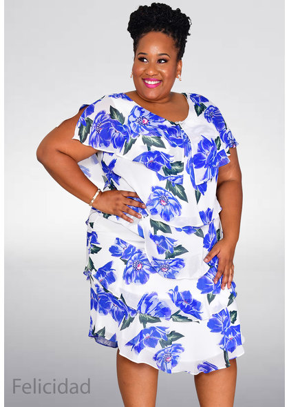 FELICIDAD- Plus Size Floral Print Shutter Dress