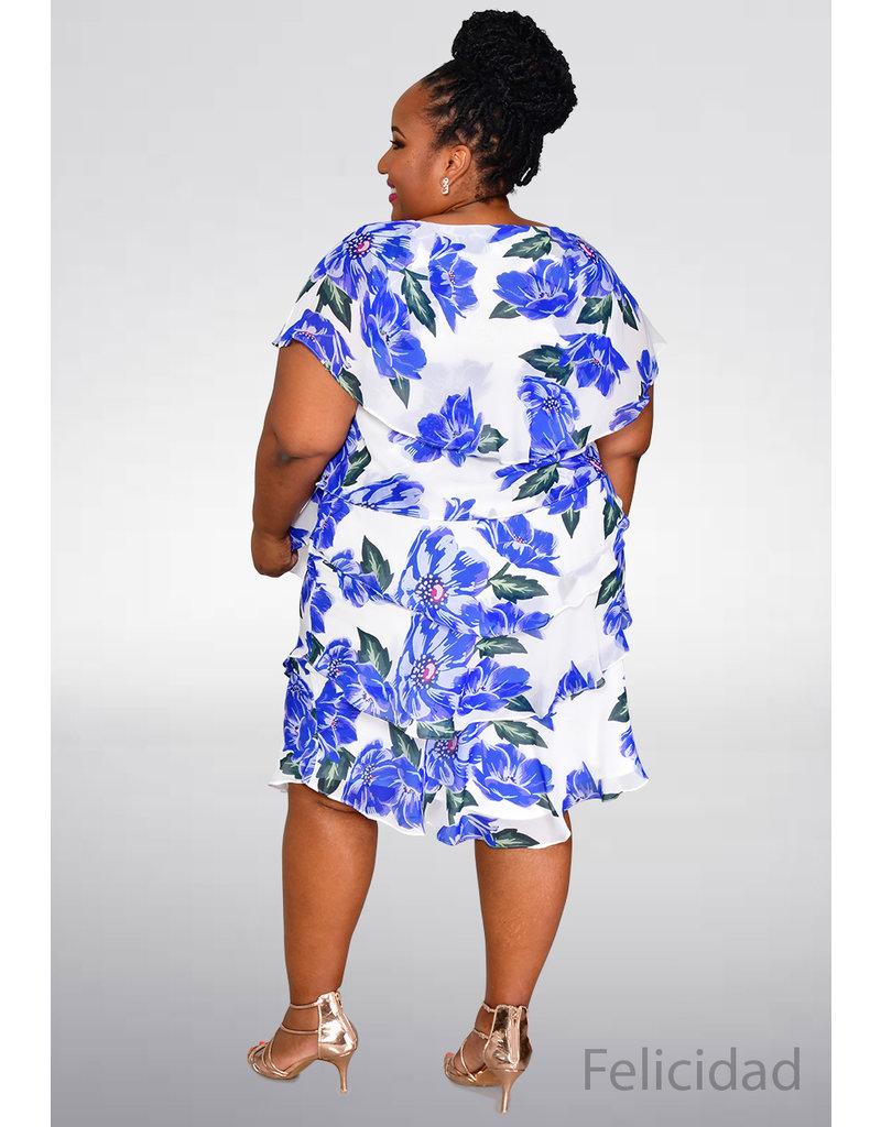 FELICIDAD- Plus Size Floral Print Shutter Dress