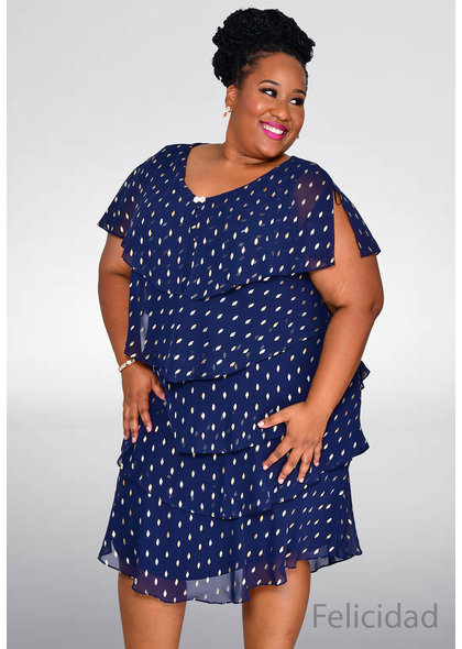 FELICIDAD- Plus Size Floral Print Shutter Dress