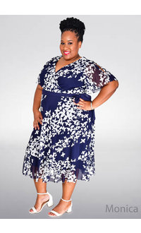 Jessica Howard MONICA- Plus Size Floral Dress with Sash