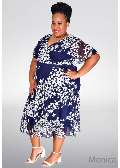 Jessica Howard MONICA- Plus Size Floral Dress with Sash
