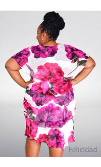 FELICIDAD- Plus Size Floral Layered Dress with Broach
